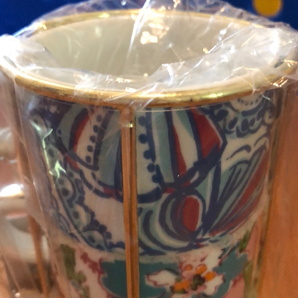 Lilly Pulitzer espresso cups with stand - Picture 2 of 6